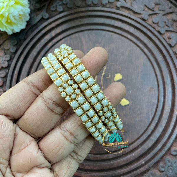 Pearl Square Kada Kundan Bangles – SKB29