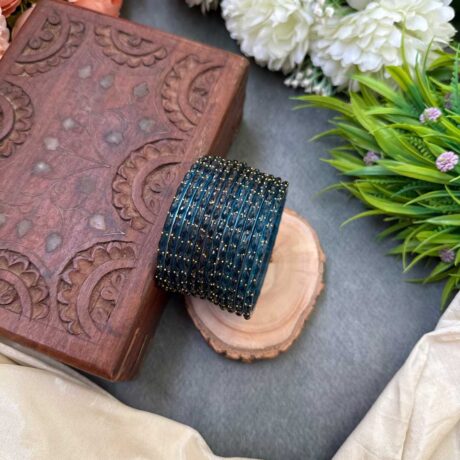 Rain Drop Glass Bangle - Peacock blue – GB32