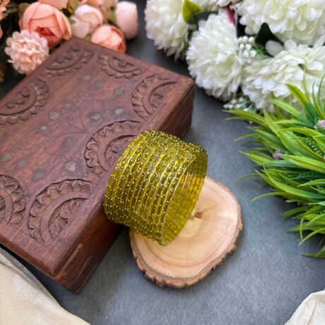 Rain Drop Glass Bangle - Olive Green – GB41