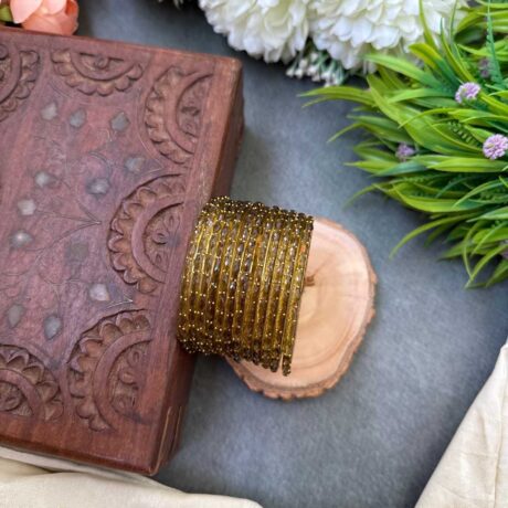 Rain Drop Glass Bangle - Mehendi Green – GB34