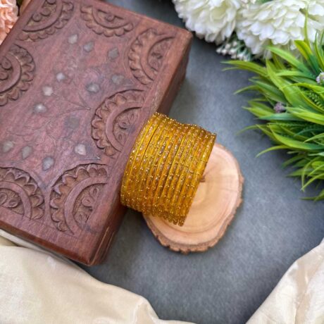 Rain Drop Glass Bangle - Goldish Yellow( Haldi Color ) – GB47