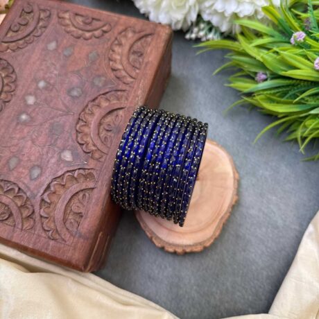 Rain Drop Dark Blue Glass Bangle – GB78