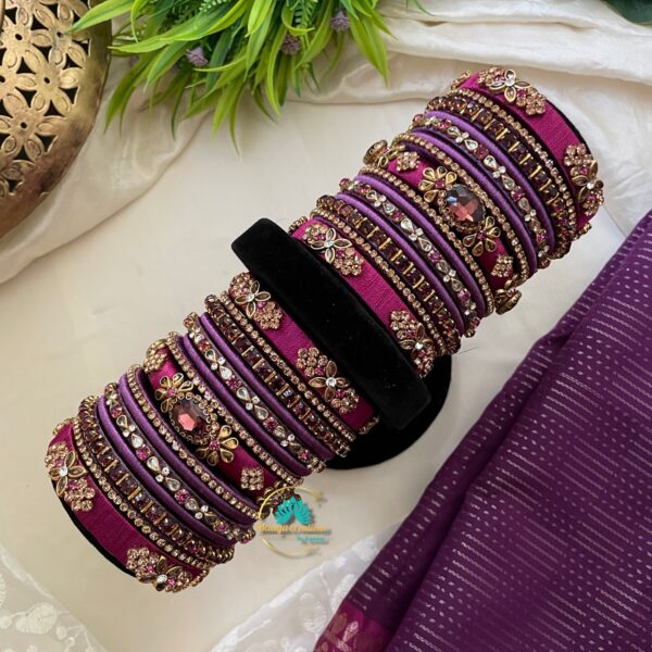 Magenta Wine Silk Thread Bridal Bangles - BC184