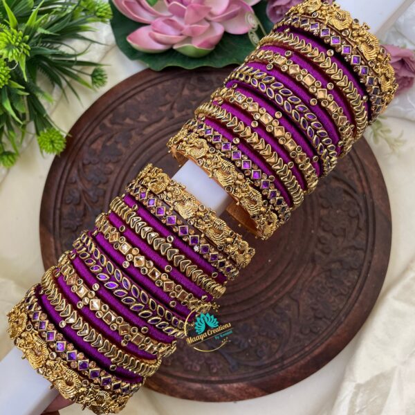 Radhai Krishna pendent Purple eye Kundan Bangle - BC210