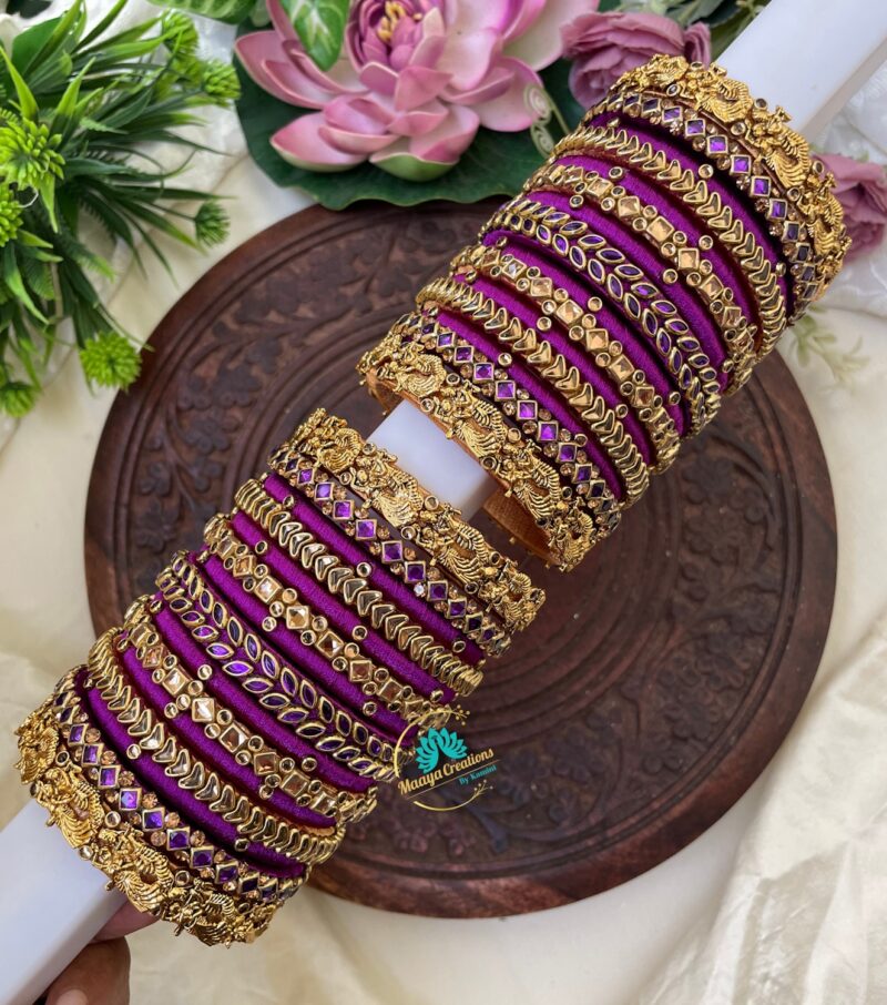 Radhai Krishna  pendent  Purple eye Kundan Bangle - BC210