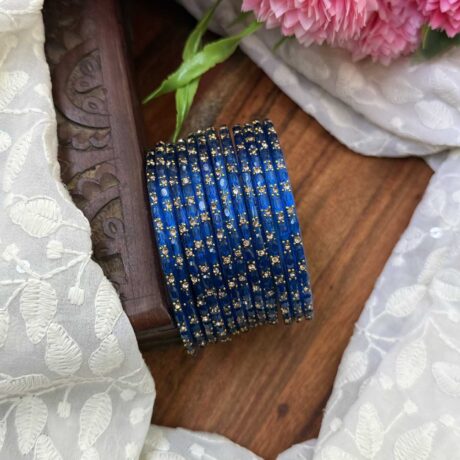 Sudar Glass bangles-Shimmer Blue - GB163