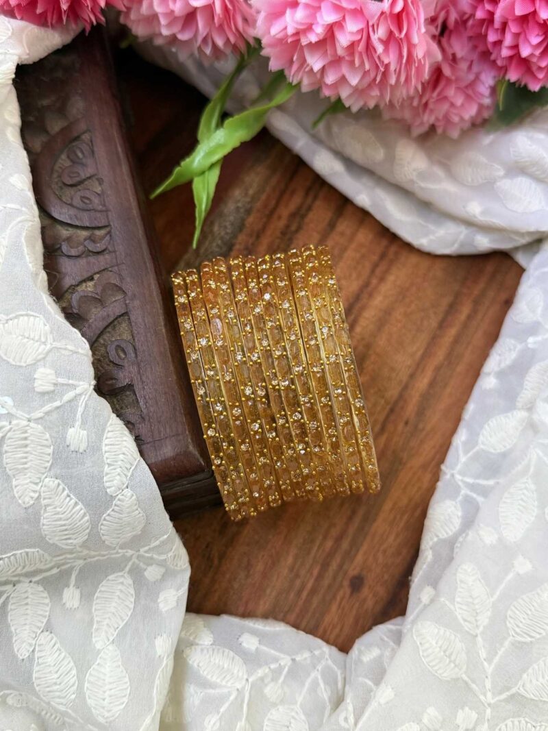 Sudar Glass bangles-Gold- GB154