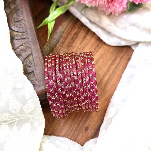 Sudar Glass bangles- Rani Pink - GB164