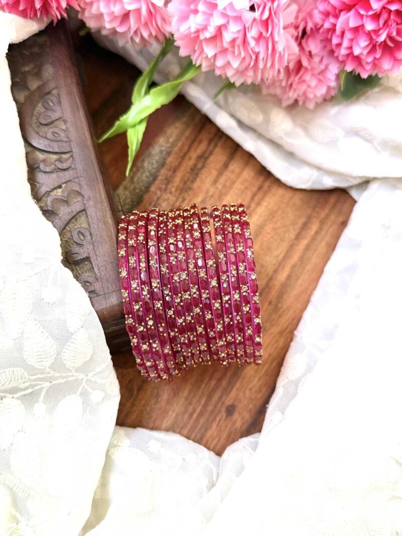 Sudar Glass bangles- Rani Pink - GB164
