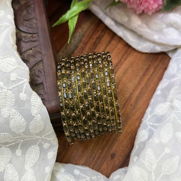 Sudar Glass bangles- Olive Green - GB156
