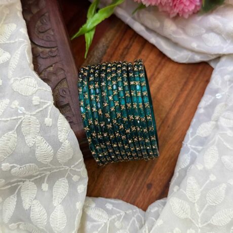 Sudar Glass bangles- Peacock Blue - GB145