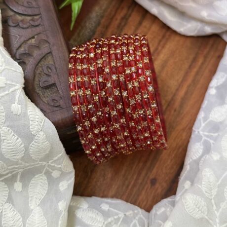 Sudar Glass bangles-Red- GB161