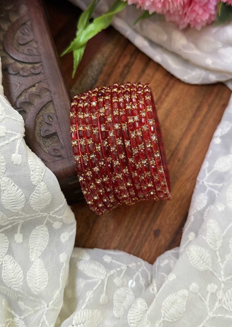 Sudar Glass bangles-Red- GB161