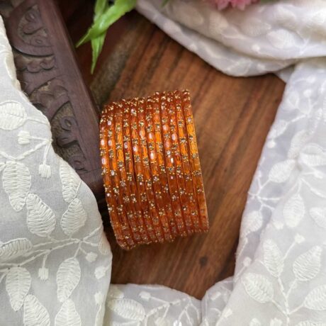 Sudar Glass bangles-Orange - GB147