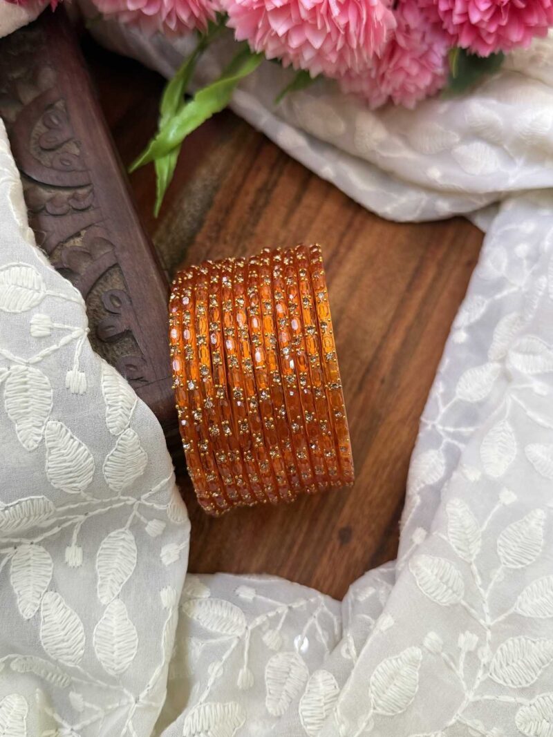 Sudar Glass bangles-Orange - GB147