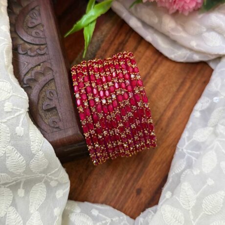 Sudar Glass bangles-Matte Red- GB165