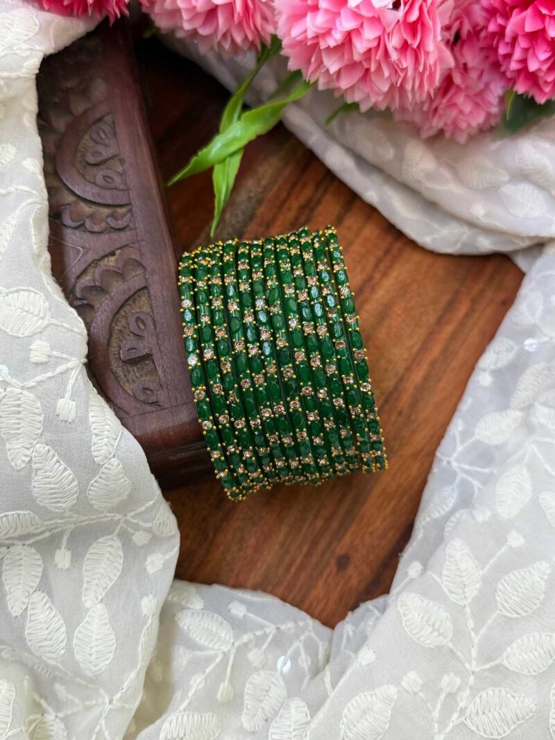 Sudar Glass bangles- Dark Green - GB143