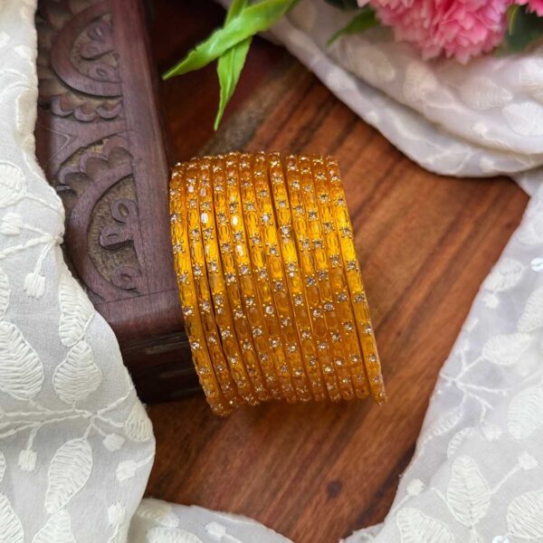 Sudar Glass bangles- Yellow - GB144
