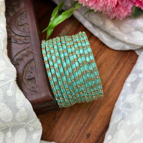 Sudar Glass bangles- Aqua blue - GB162