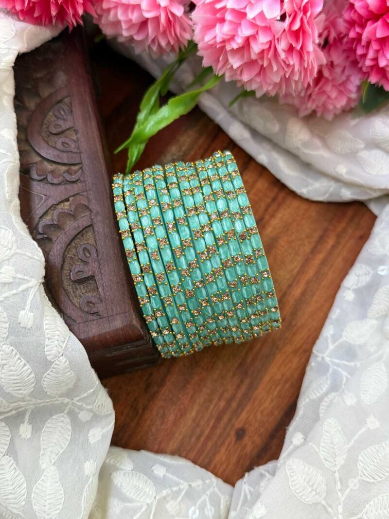 Sudar Glass bangles- Aqua blue - GB162