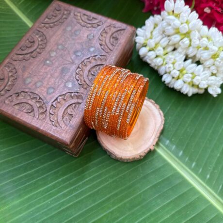 Aruvi Orange shade Glass bangles – GB213