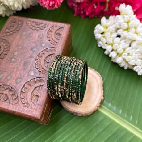 Aruvi Dark green shade  Glass bangles – GB215