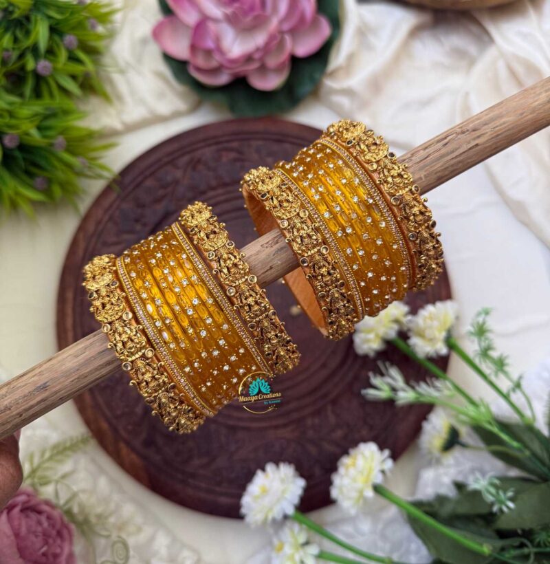 Lakshmi cham with Yellow Glass Bangle - BC340