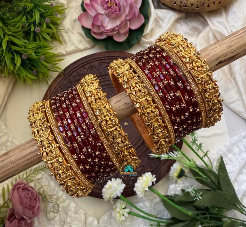 Lakshmi cham with Maroon Glass Bangle - BC344