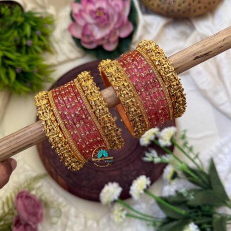 Lakshmi cham with Pastel Pink Glass Bangle - BC345