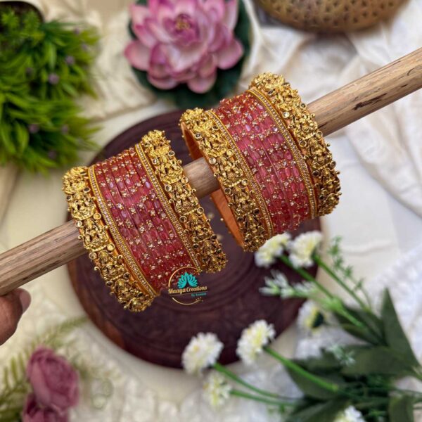 Lakshmi cham with Pastel Pink Glass Bangle - BC345