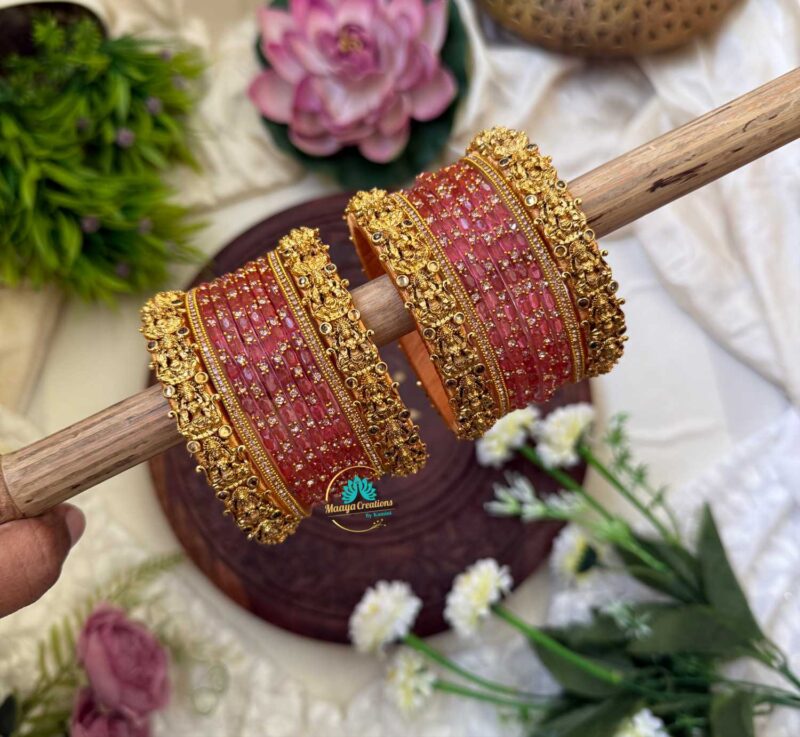 Lakshmi cham with Pastel Pink Glass Bangle - BC345