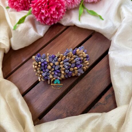 Artificial Gold & Purple Flower Hair Clip– J99