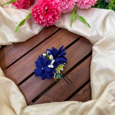 Real Look alike Dark Blue Flower U Pin – J117
