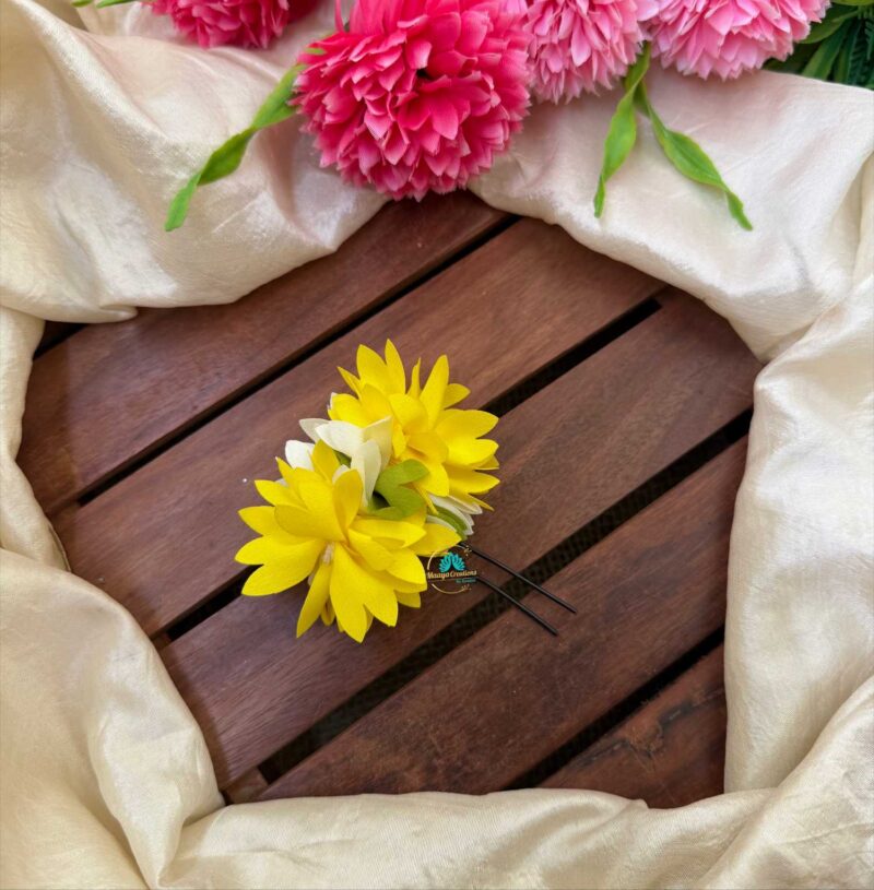 Real Look alike Yellow Flower U Pin – J118