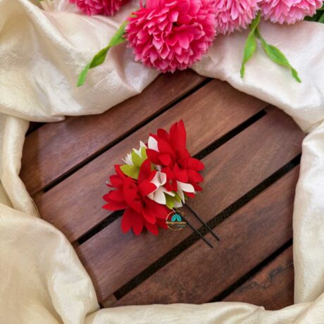 Real Look alike Red Flower U Pin – J123