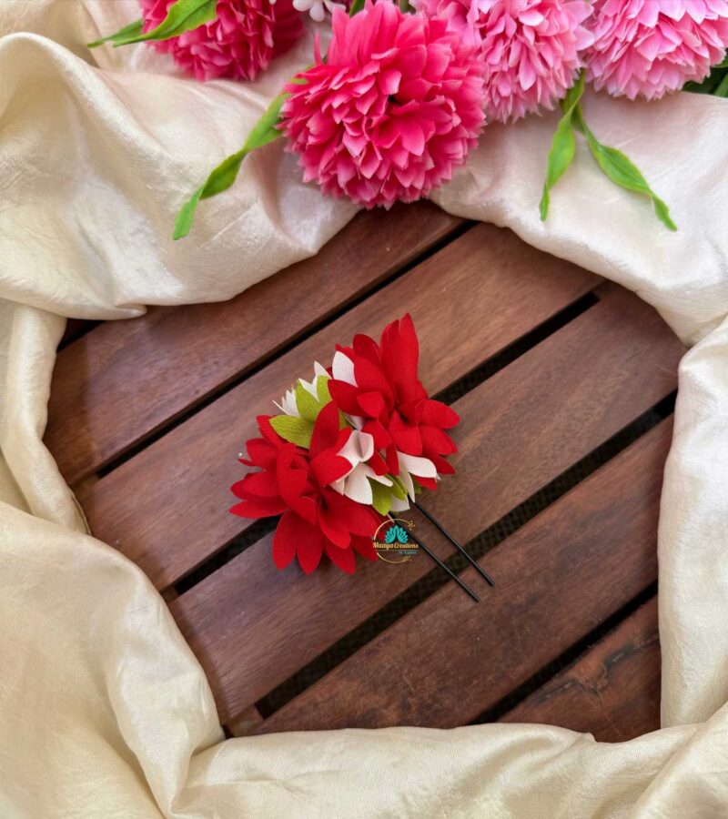 Real Look alike Red Flower U Pin – J123