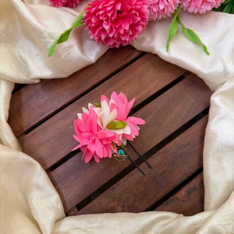 Real Look alike Pink Flower U Pin – J125