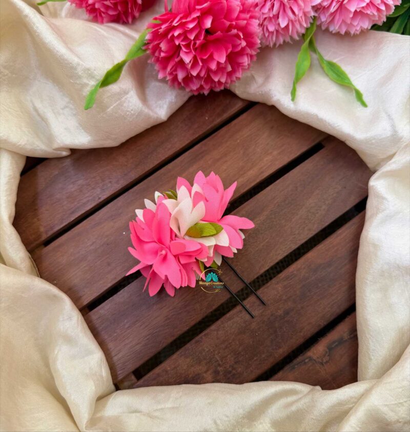 Real Look alike Pink Flower U Pin – J125