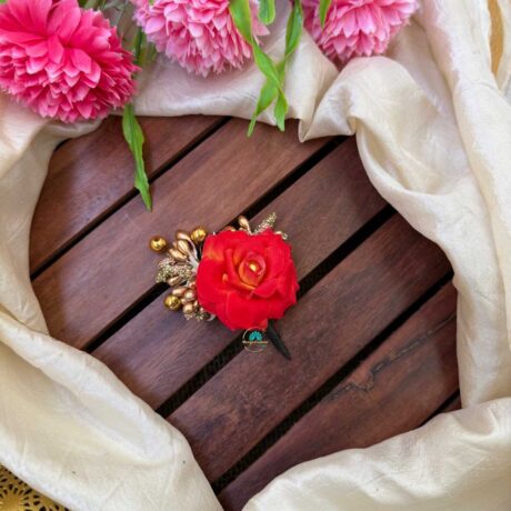 Artificial Reddish Orange Rose Petals Hair Accessory – J134