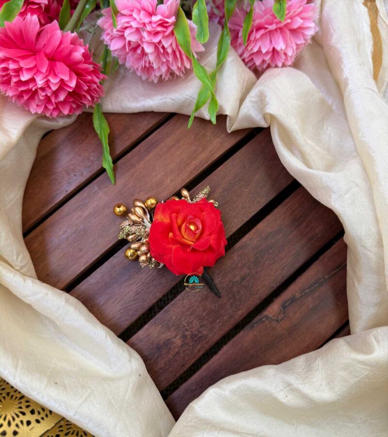 Artificial Reddish Orange Rose Petals Hair Accessory – J134