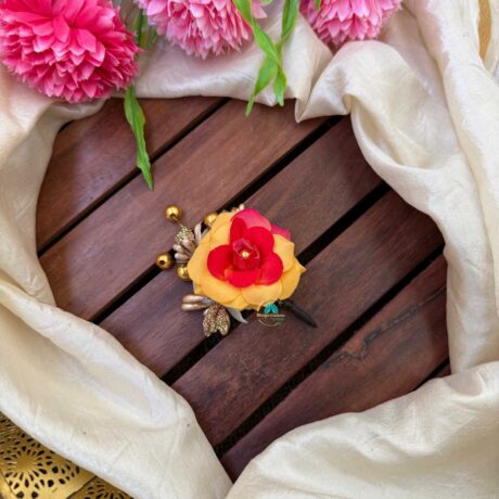Artificial Yellow & Orange Rose Petals Hair Accessory – J135