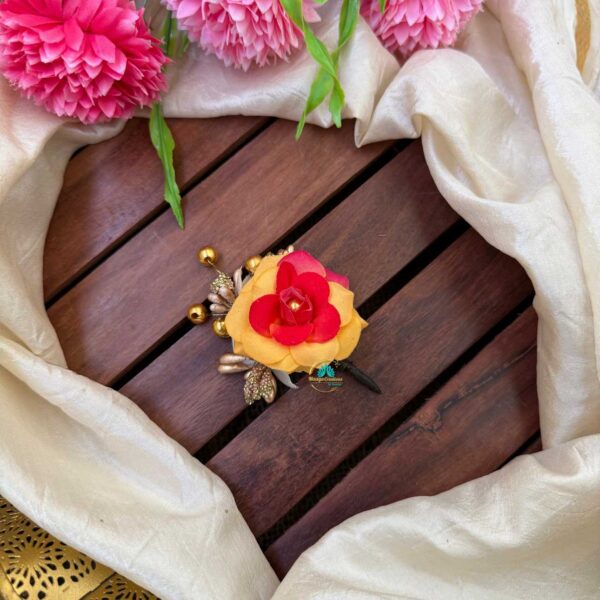 Artificial Yellow & Orange Rose Petals Hair Accessory – J135