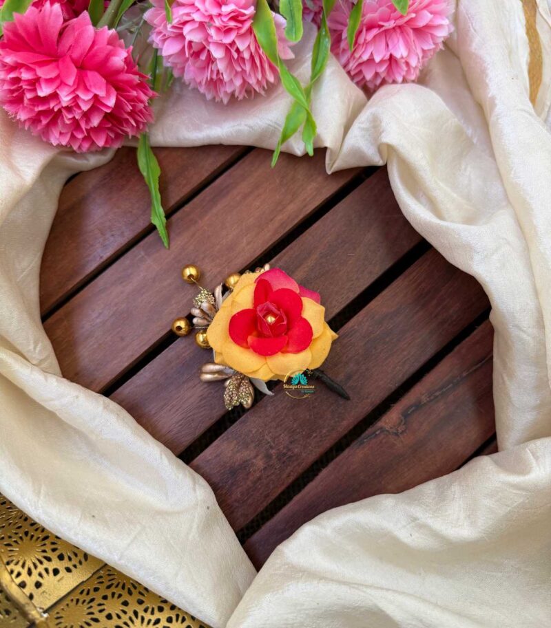 Artificial Yellow & Orange Rose Petals Hair Accessory – J135