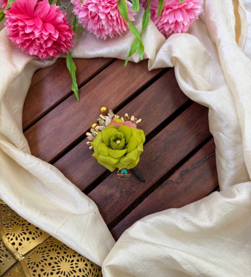 Artificial Green Rose Petals Hair Accessory – J138