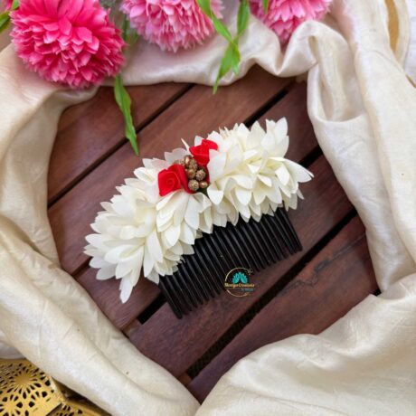 Artificial Pichi Red Rose Flower Hair Comb– J156
