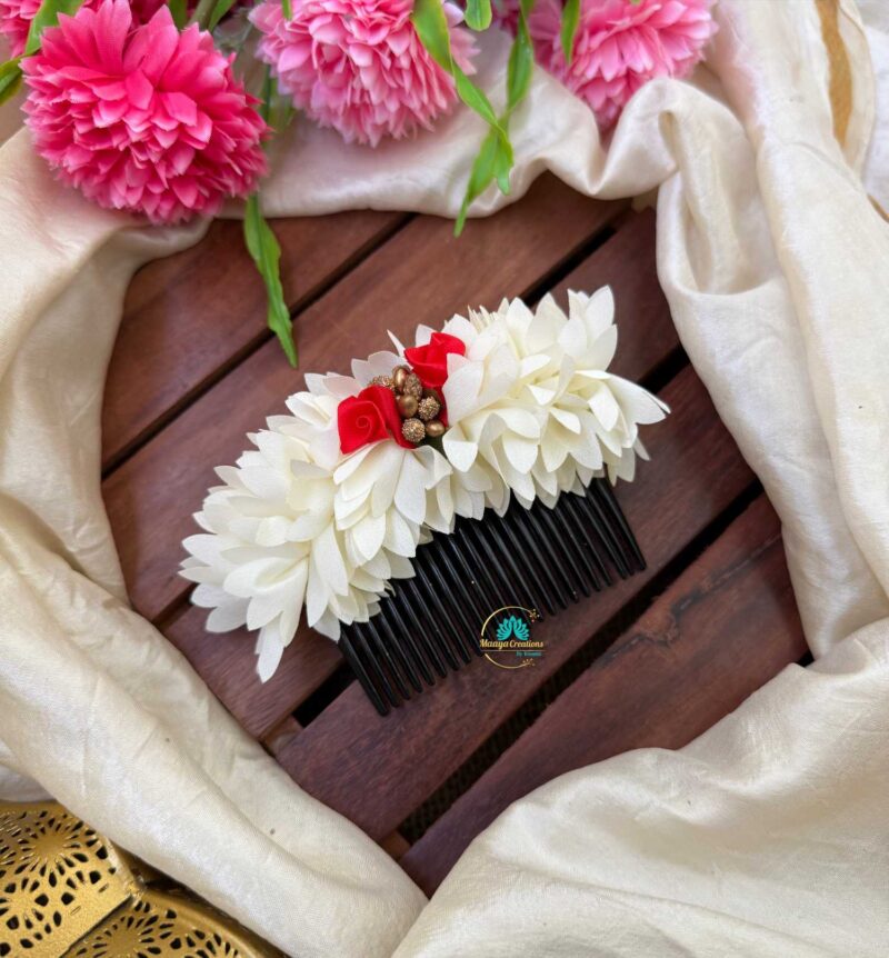 Artificial Pichi Red Rose Flower Hair Comb– J156