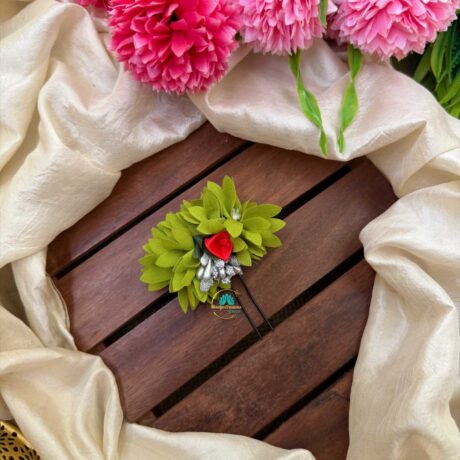 Real Look alike Green pichi Poo With Rose U Pin – J60