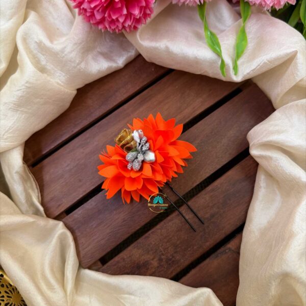 Real Look alike Orange pichi Poo With Rose U Pin – J61
