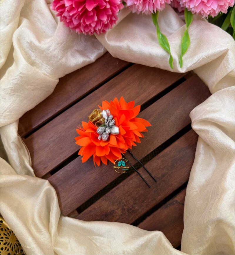 Real Look alike Orange pichi Poo With Rose U Pin – J61