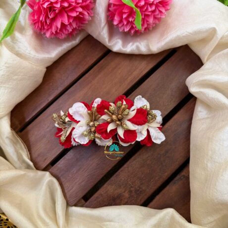 Real Look alike White & Red Orchid Petals Hair Clip – J75
